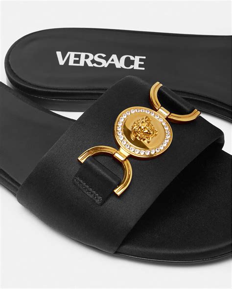 gold versace sandals|versace medusa flats sandals women.